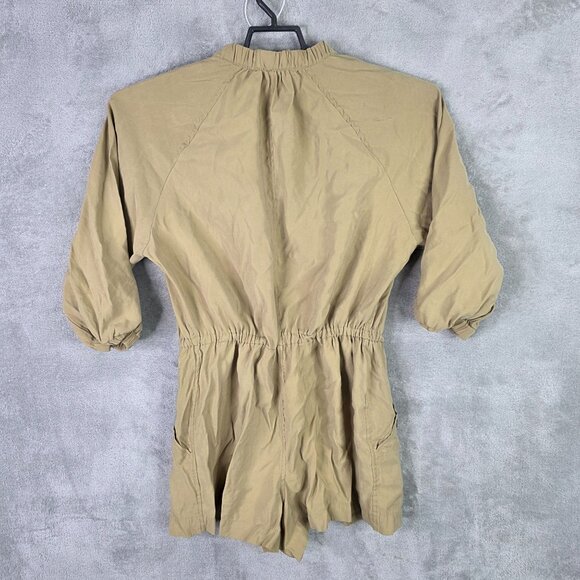 Womens Urban Outfitters Tan Romper Drawstring Waist & Pockets Front Zip Size M - Picture 8 of 12